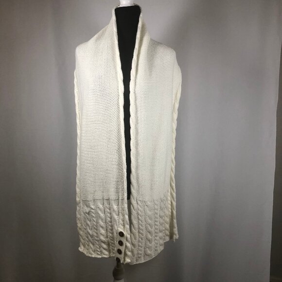 Aimee Lynn Ivory Button-Hem Knit Scarf — One Size — RN 95304 - Picture 5 of 16